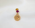 Handgemaakte 14k gold plated stud van roze zirkonia met hanger in de vorm van een Dahlia bloem