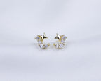 14k gold plated knopjes in de vorm van een maan met ster en zirkonia stenen