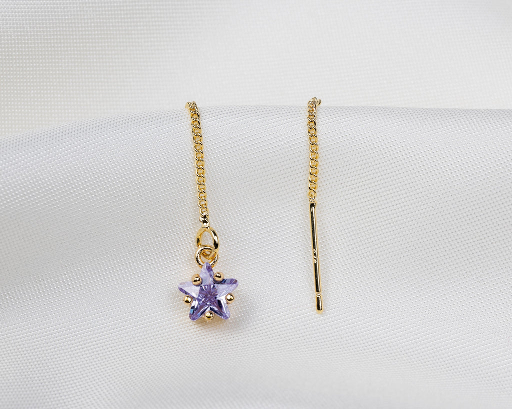 Handgemaakte 14k gold plated trekoorbel met geboortesteen van de maand juni in de vorm van een ster