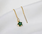 Handgemaakte 14k gold plated trekoorbel met geboortesteen van de maand mei in de vorm van een ster