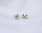 14k gold plated oorknopjes met een cluster van zirkonia stenen