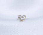 14k gold plated knopjes in de vorm van een V met zirkonia stenen