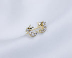 14k gold plated knopjes in de vorm van een maan met ster en zirkonia stenen
